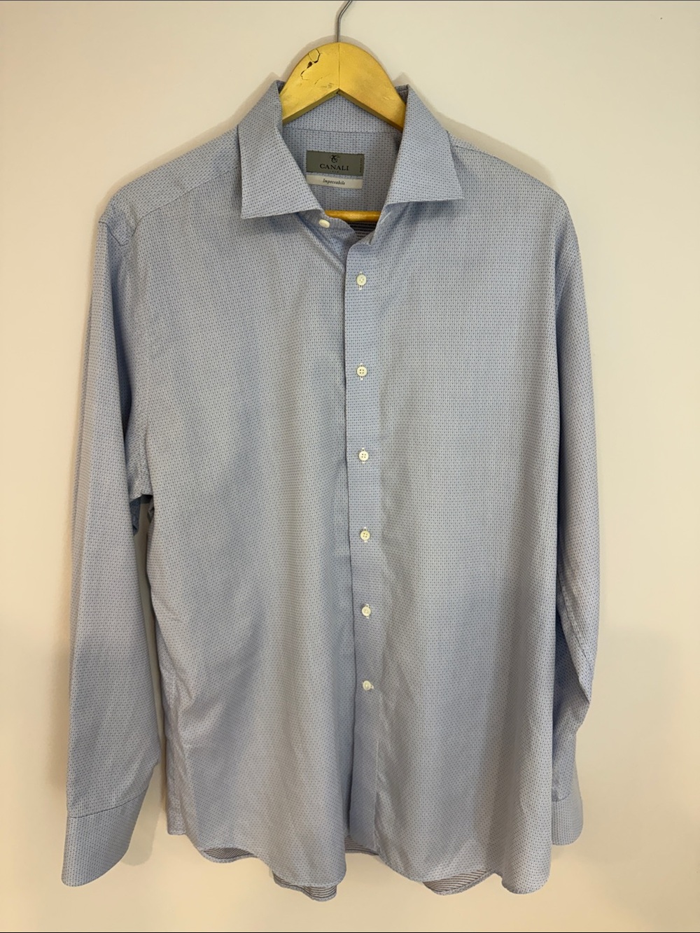 Canali Impeccabile Light Blue Micro-Pattern Men's Dress Shirt